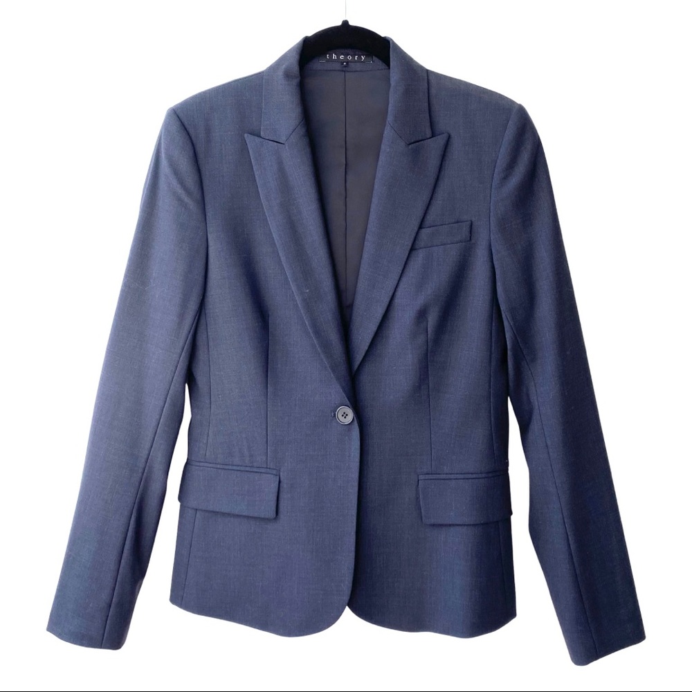 Theory Navy Wool Blazer Suit Jacket